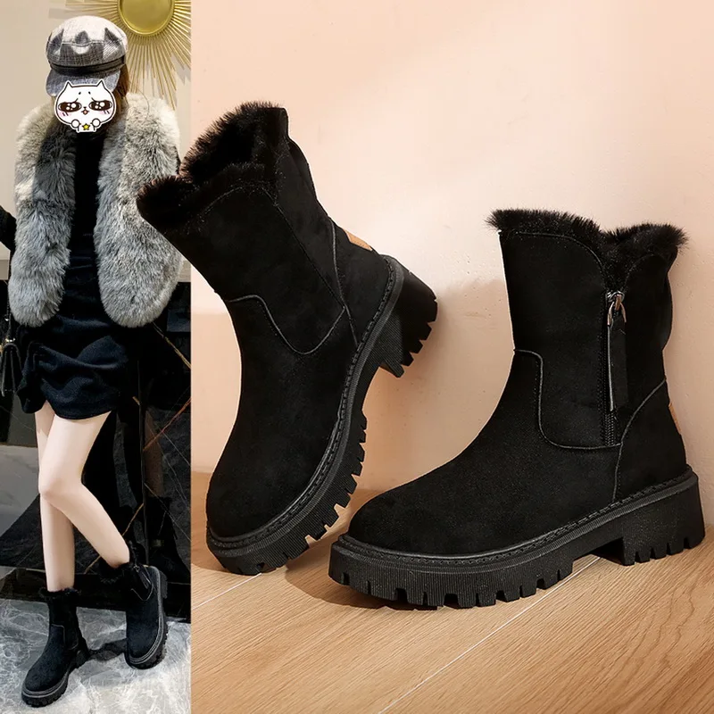 Winter Boots Women Shoes New Platform Warm Fashion Snow Boots Size 42 Punk Shoes Plush Chunky Boots Non-Slip Botas De Mujer