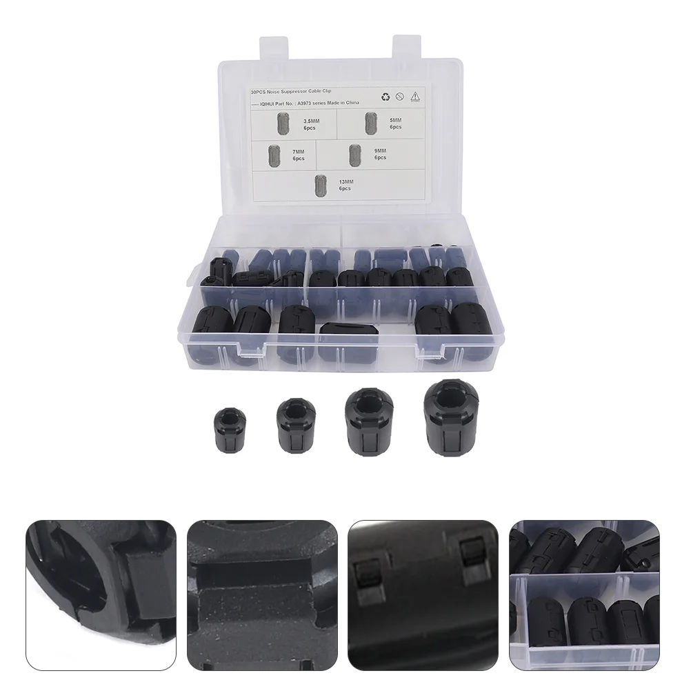 

30 Pcs Anti-interference Degaussing Ring Ferrite Core Cord Removable Detachable Filters Parts Tweezers Zinc Noise Suppressor