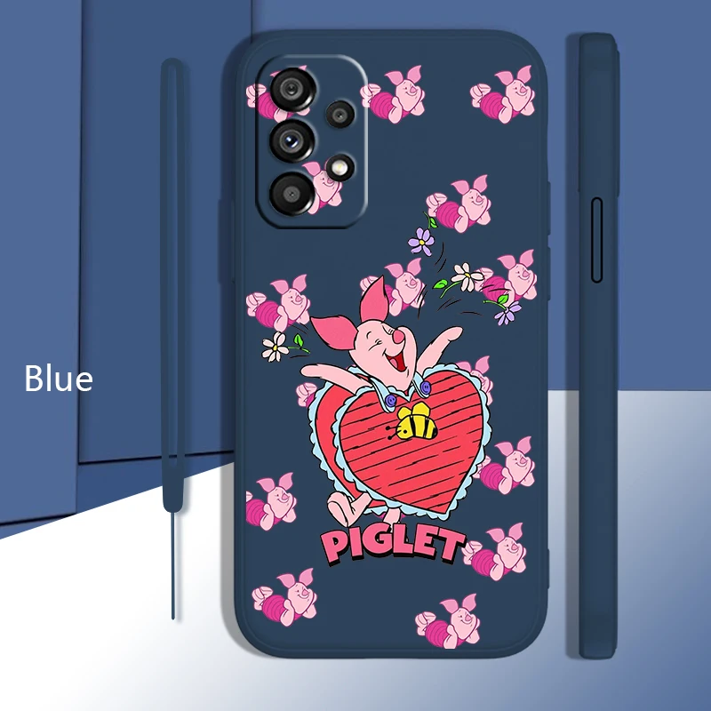 

Disney Winnie the Pooh Piglet Case For Samsung Galaxy A73 A72 A53 A33 A52 A32 A22 A71 A51 A21S 4G 5G Liquid Rope Phone Cover
