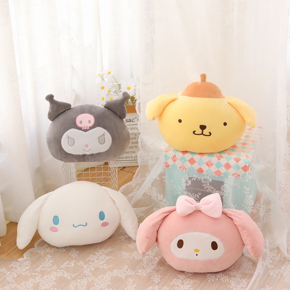 

Японское аниме Melody Kuromi плюшевая подушка Cinnamoroll Pom пуриновая мягкая подушка Kawaii Animal плюшевая кукла в подарок для девочки