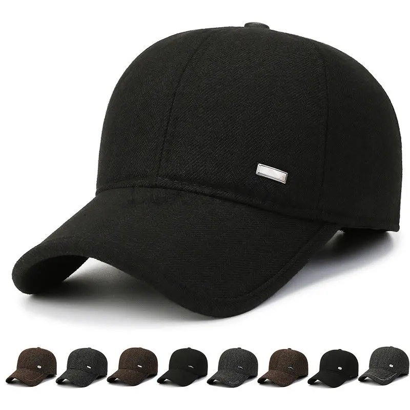 

High Quality Plus Velvet Felt Baseball Caps For Women Men Keep Warm Snapback Cap Gray Mature Dad Hats Gorras Hombre