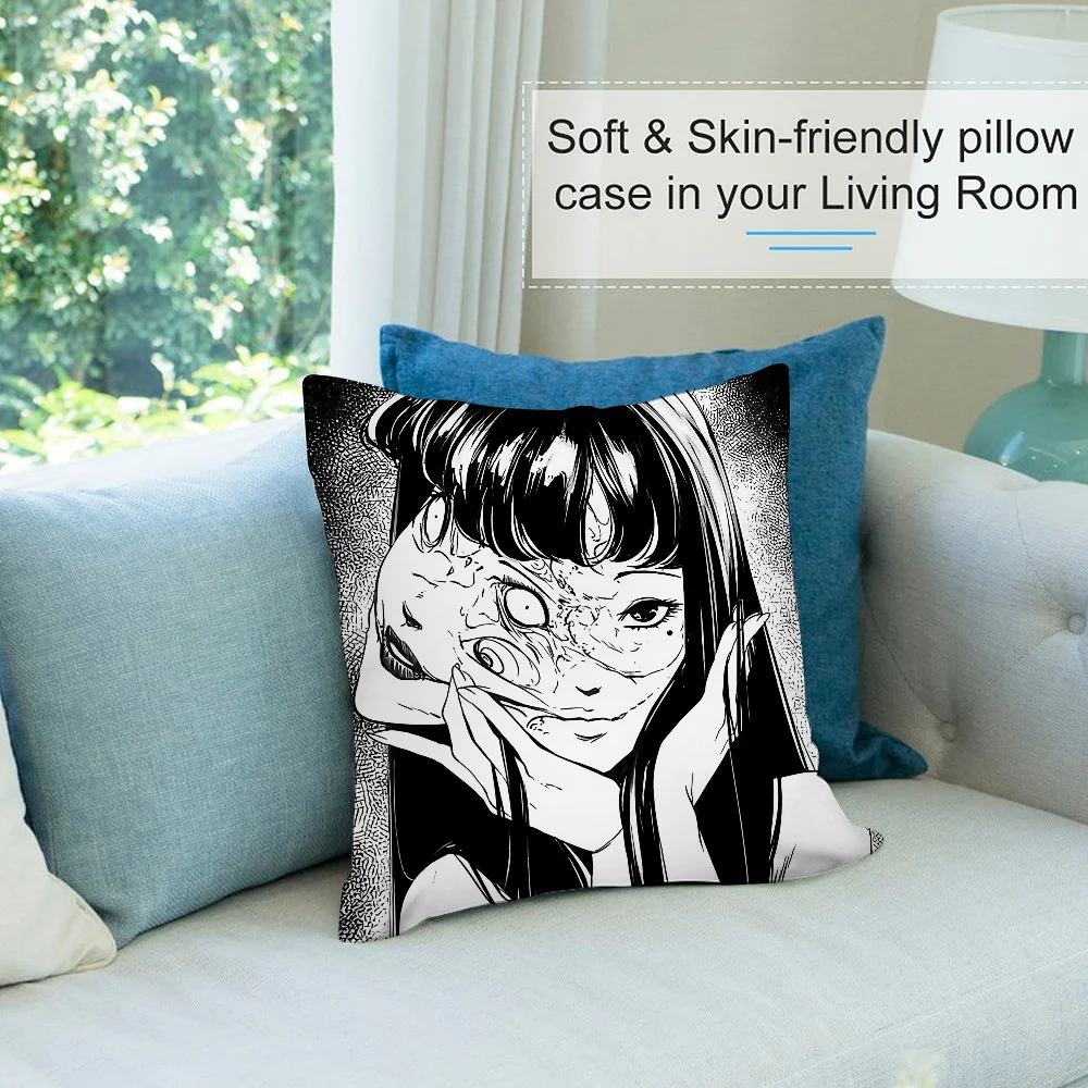 Фото J-Junji Ito Terror наволочка ужасов короткие плюшевые наволочки диван декоративный подарок домашний двусторонний чехол для подушки с принтом №3