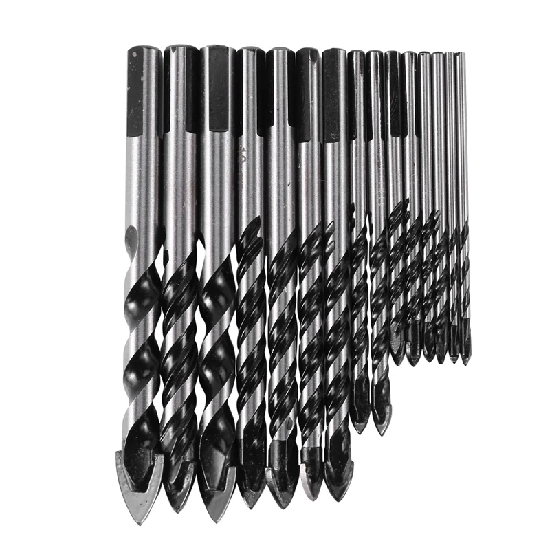 

Masonry Drill Bit Set 15 Pcs Tungsten Carbide Tip Twist Drill Bitsfor Porcelain Ceramic Tile Concrete (3-16Mm)