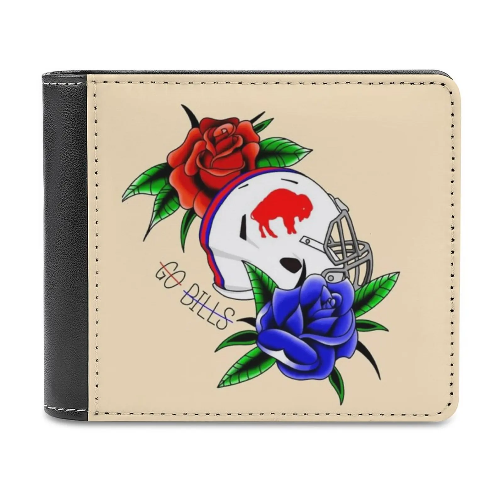 Go Bills Tattoo Personalized Wallets Men High Quality Pu Leather For Wallets Luxury Men Gift Football Helmet Tattoo Roses