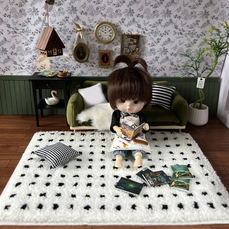 Миниатюрный ковер для кукольного домика в масштабе 1:12/1:6 плюшевый черный