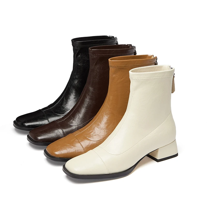 Женские ботильоны из искусственной кожи скульптурный блочный каблук удлиненный