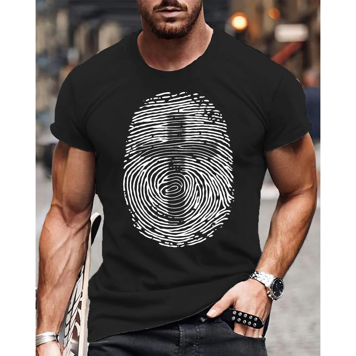 

Badassdude Fingerprint Printing Men's Casual Fashion T-shirt