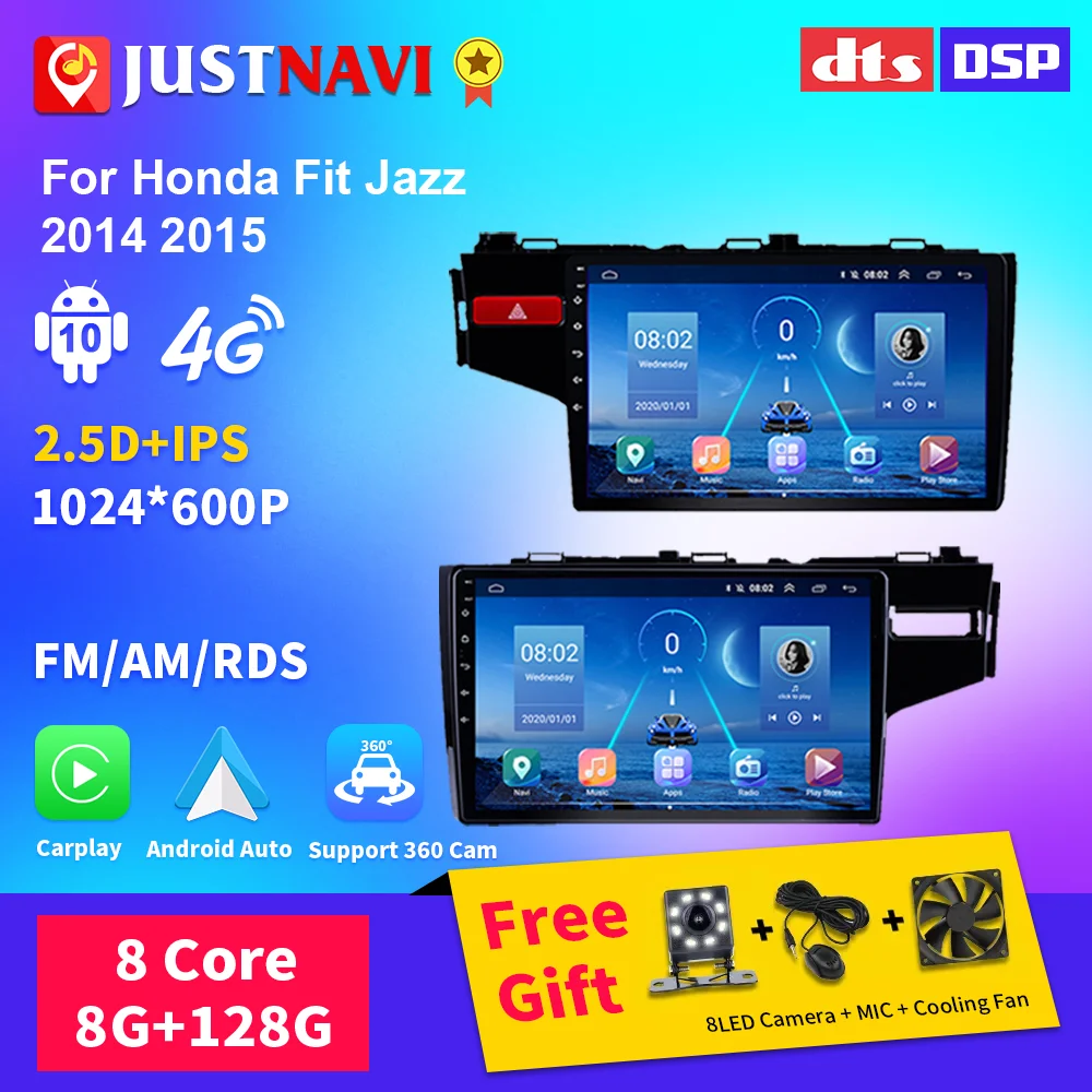 

JUSTNAVI IPS Авторадио для Honda Fit Jazz LHD RHD 2014 2015 автомобильное радио Android 10 авто Carplay GPS стерео 2din DVD 4G Wifi плеер