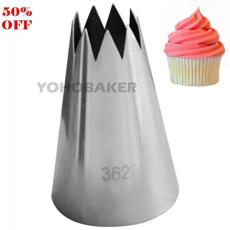 

1PCS Large Size Open Star Stainless Steel Icing Piping Nozzles Fondant Cake Decorating Pastry Sets Tools Bakeware 9 Teeth #362