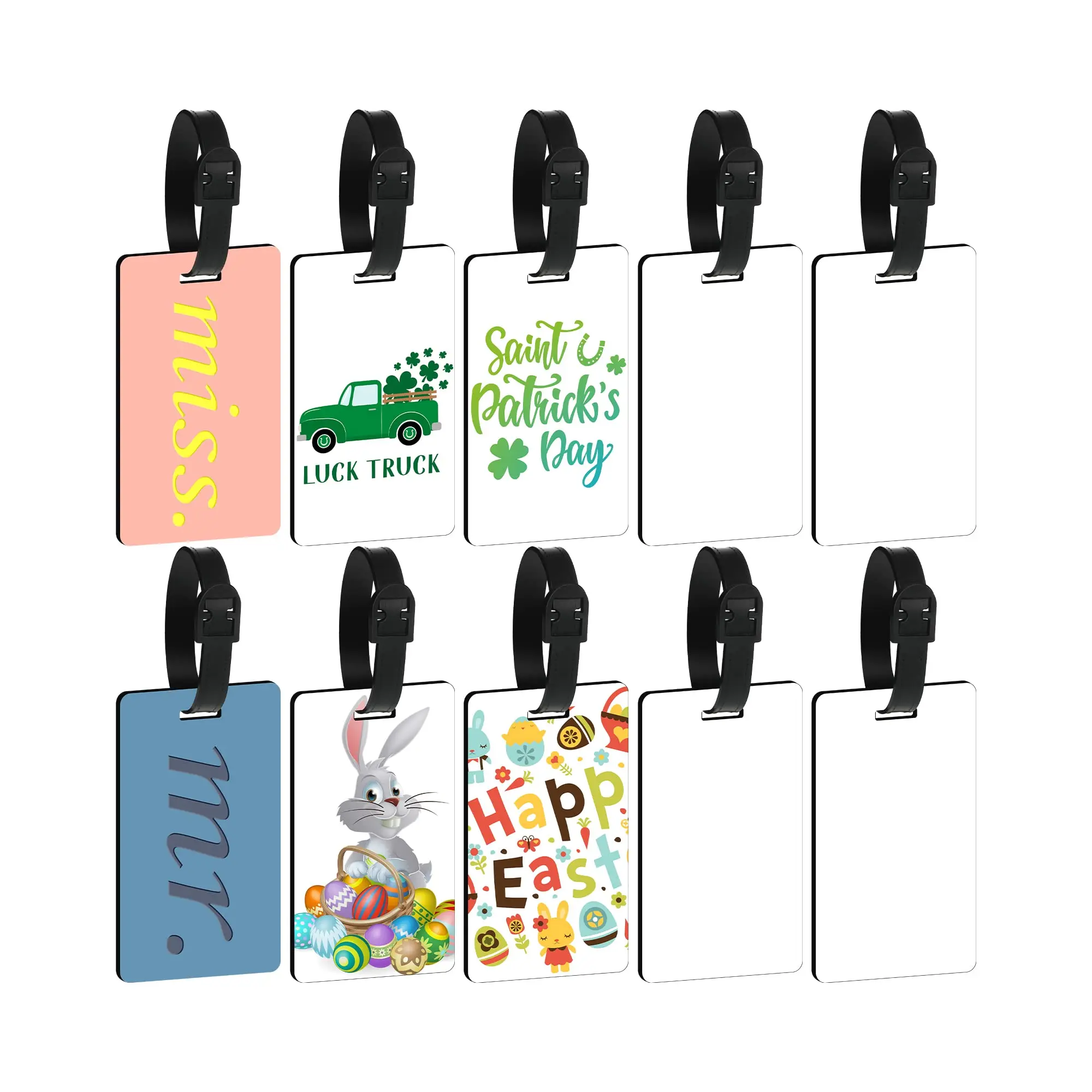 Tags White Blank Travel Bag Baggage Tags With Strap Double S