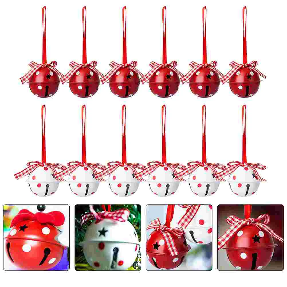

12PCS Xmas Bell Decors Holiday Decorative Bell Pendants Iron Bell Pendants