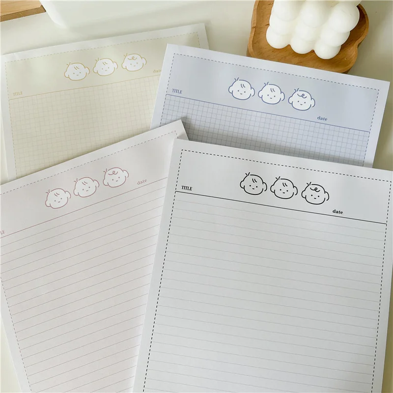 

Ins Cute Baby Simple Style Memo Pad B5 Grid Student Kawaii Diary Study Notepad Loose-leaf Office School Stationery 30 Sheets