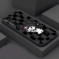 cartoon kuromi phone case for samsung galaxy s20 s20fe s20 ulitra s21 s21fe s21 plus s21 ultra liquid silicon silicone cover