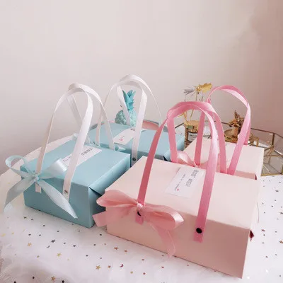 

10Pcs/lot Creative Gift Box Pink Marble Paper Boxes Nougat Cookies Tote Bags Wedding Chocolate Cake Packing Party Supplies