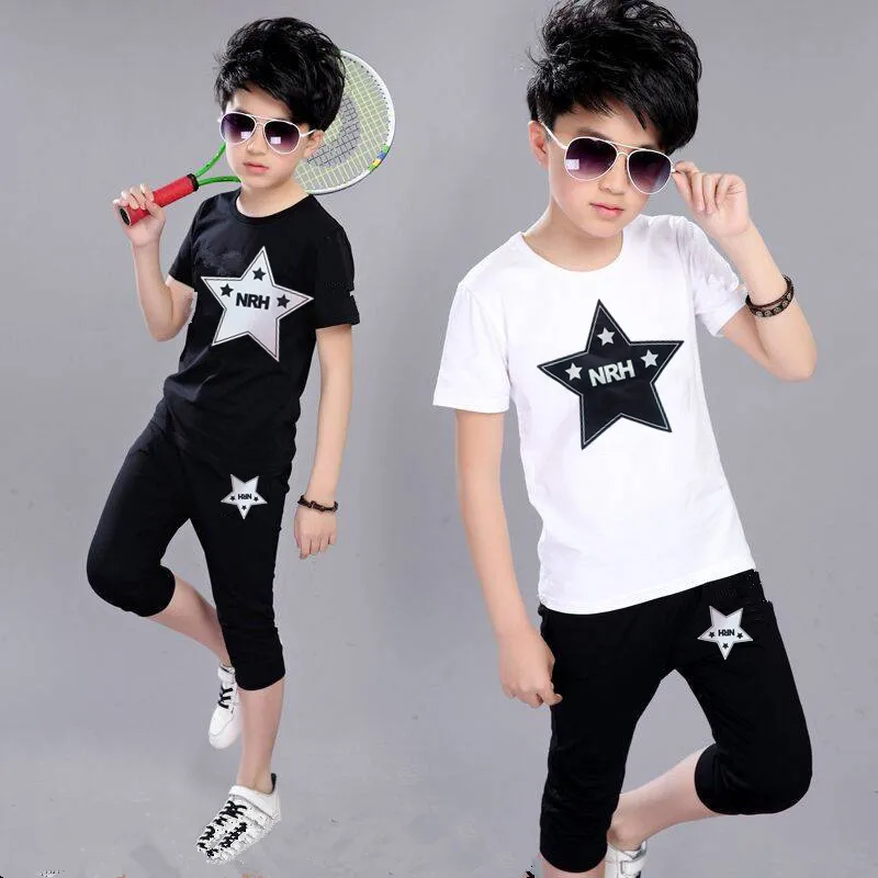 

Summer New Boys And Girls Sports Suits Children's Short-Sleeved Shorts Cropped Pants Suits Casual School Group Purchase