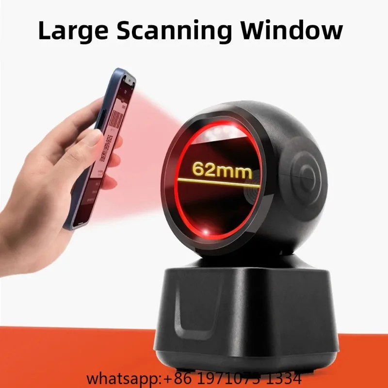 Фото 1D/2D QR-сканер штрих-кодов проводной, высокоскоростной, настольный, с функцией автоматического считывания без помощи рук, USB-порт, Plug&Play для Windows и Android №4