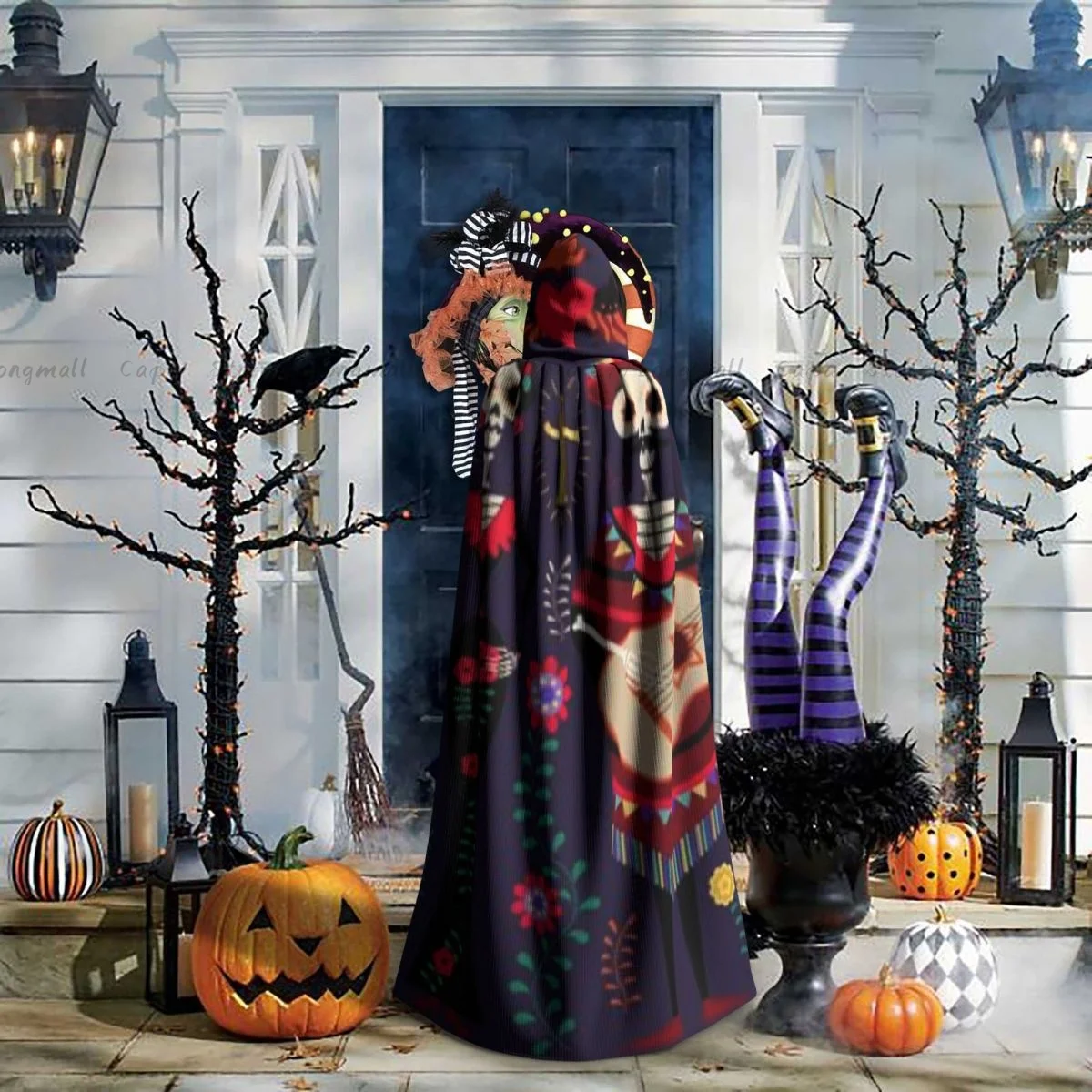 Мексиканский День мертвых плащ с капюшоном для косплея