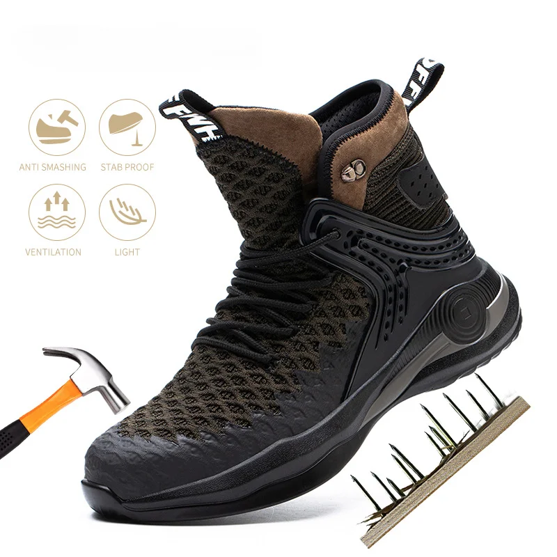 

Men's Breathable Safety Shoes Indestructible Steel Toe Anti-puncture Working Boot Light Comfort Protection Outdoor Working Shoes