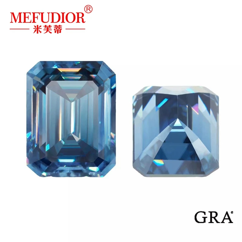 

Wholes 0.5 To 10ct Blue Color Moissanite Emerald Cut Diamond vvs1 Costume Jewelry Tester Jewelry Making wedding ring accessories