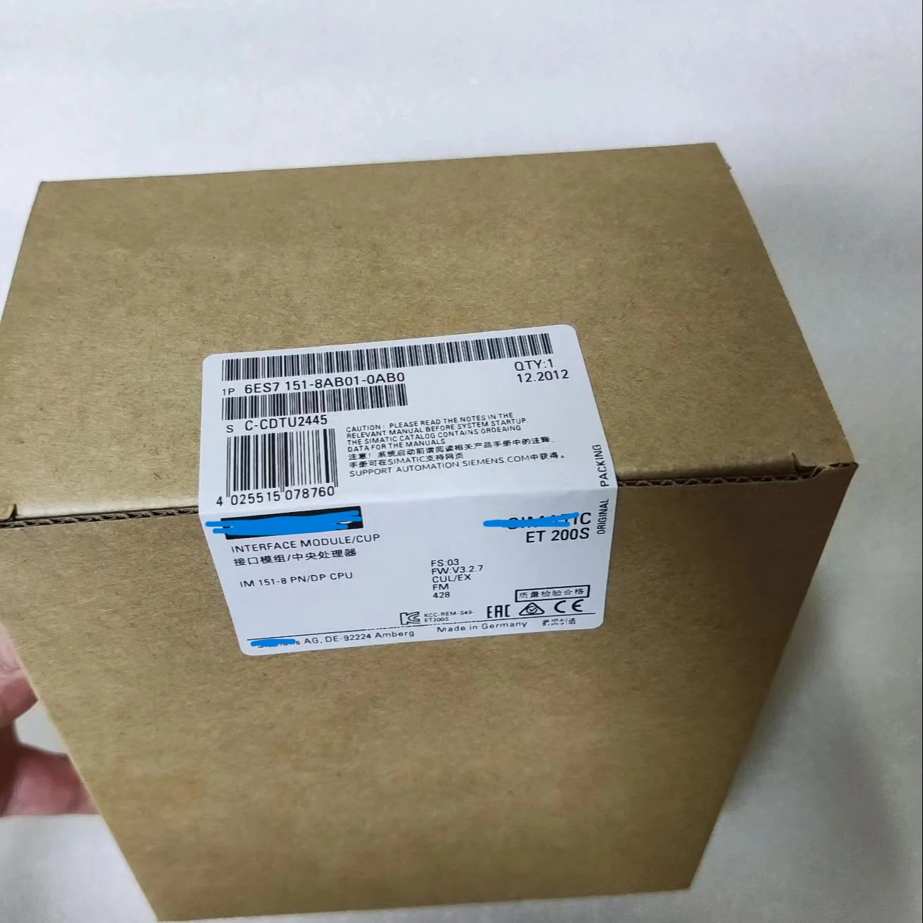 

Новая оригинальная упаковка 6ES7151-8AB01-0AB0 6ES71518AB010AB0 немедленно отправлено