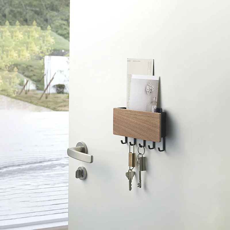 

Entry Porch Wall Mounted Key Rack Without Punching Hook Key Rack, Multifunctional Wooden Debris Storage Rack Behind The Door