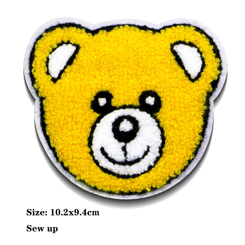 Милая Вышивка в форме сердца с тигром и маленьким медведем из шенили аппликация