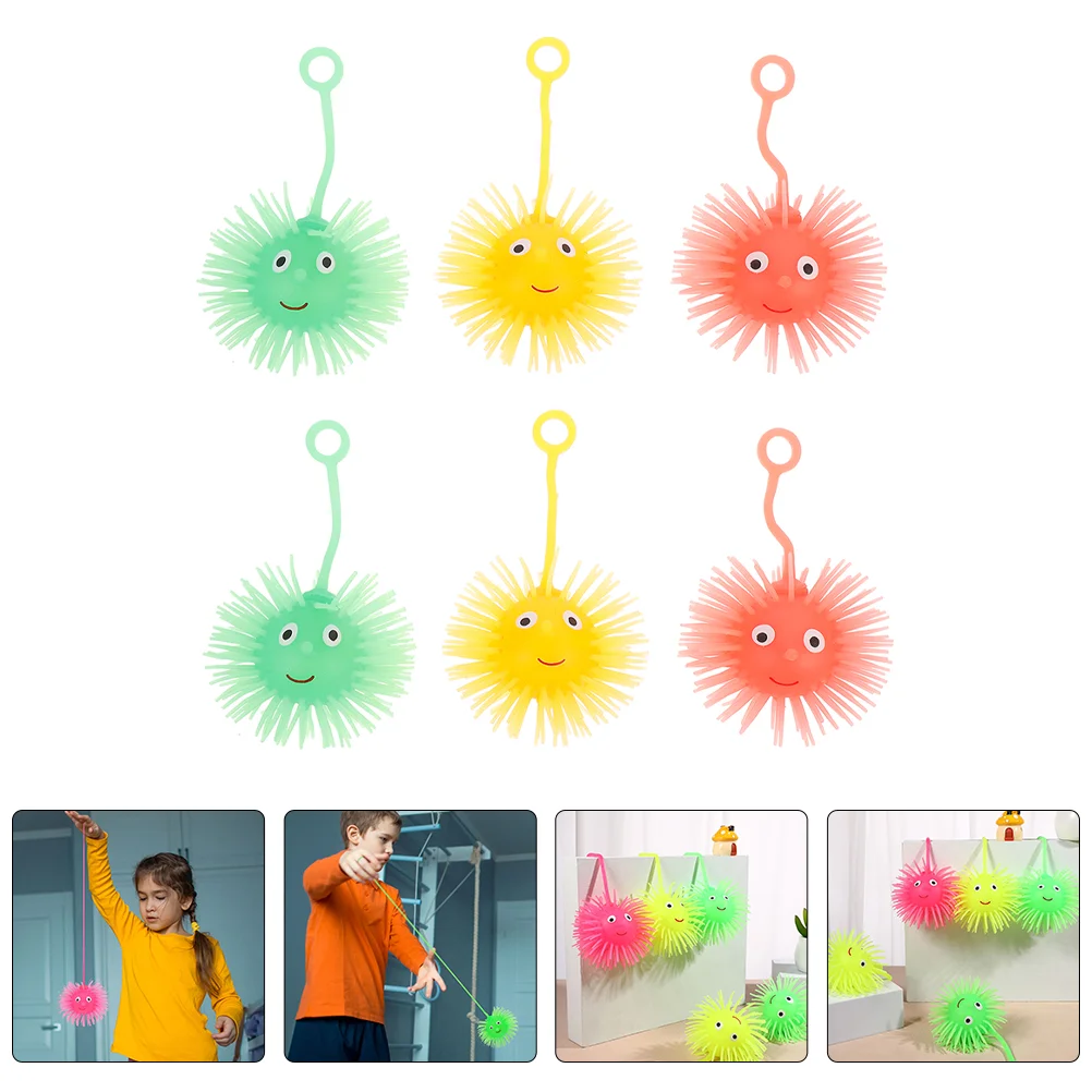 

6Pcs Light Bouncy Balls Flashing Spiky Stress Puffer Fidget Sensory Glow in The Dark Party Favors for Kids Boys