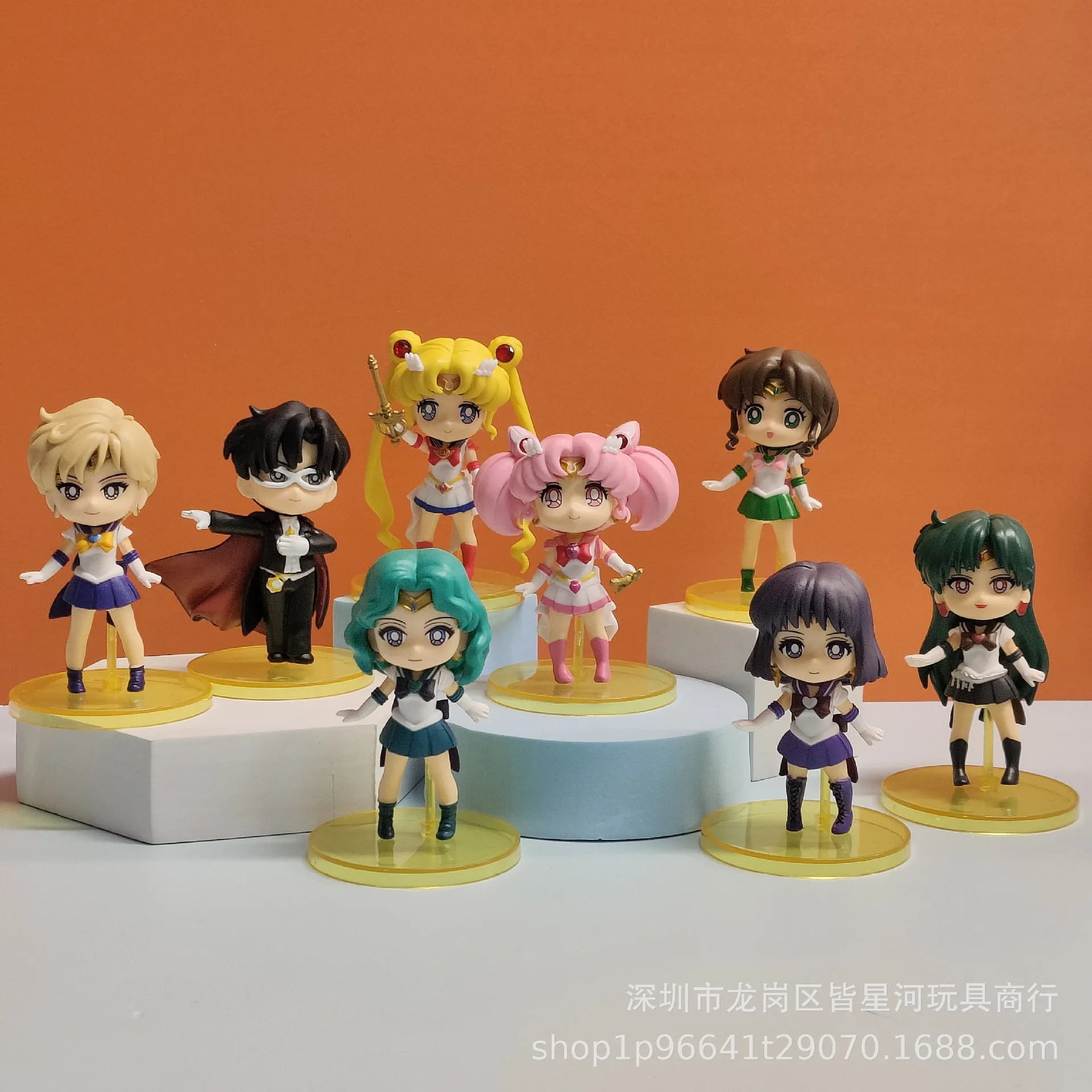 

8 шт. Сейлор Мун Tsukino Usagi Aino Minako Mizuno Ami Hino Ray Kino Makoto автомобильные аксессуары ПВХ модели игрушки и подарки куклы