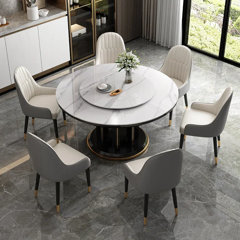 Мраморно-белый обеденный стол 8-местные промышленные стулья скандинавские