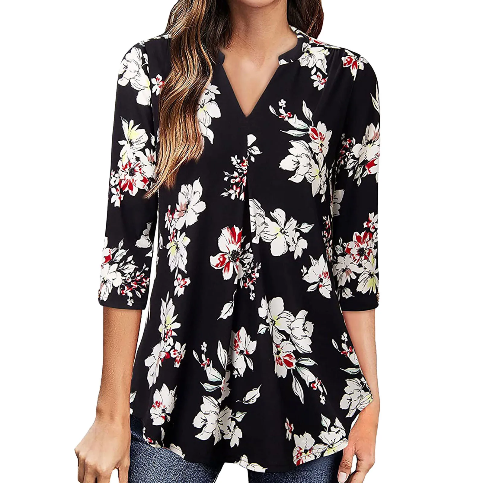 

Polka Point Chiffon Lace Patchwork Loose Women's Shirt Button Blouses Button Shirts