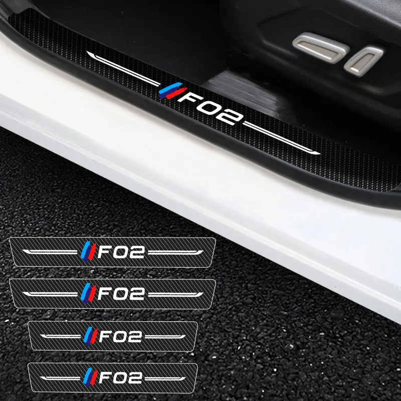 

4 Pieces Car Threshold For BMW F02 Logo Car Stickers Anti Scratch Door Sill Protector ​Protection Carbon Fiber Car Stylin