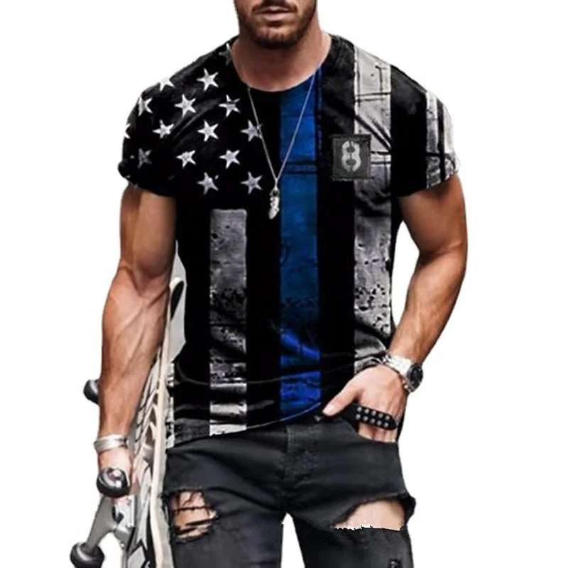 

2022 Summer usa flag t shirt for man skull t shirt 3d shirts men clothes oversize casual american flag t shirt XXS-6XL