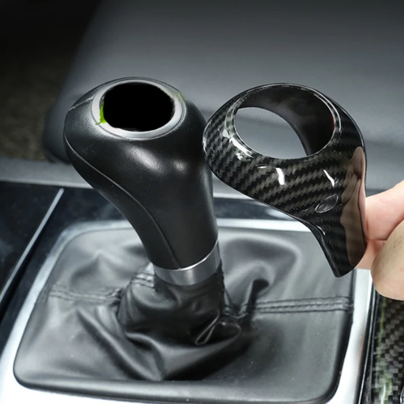 Черная Автомобильная крышка переключения передач из углеродного волокна для