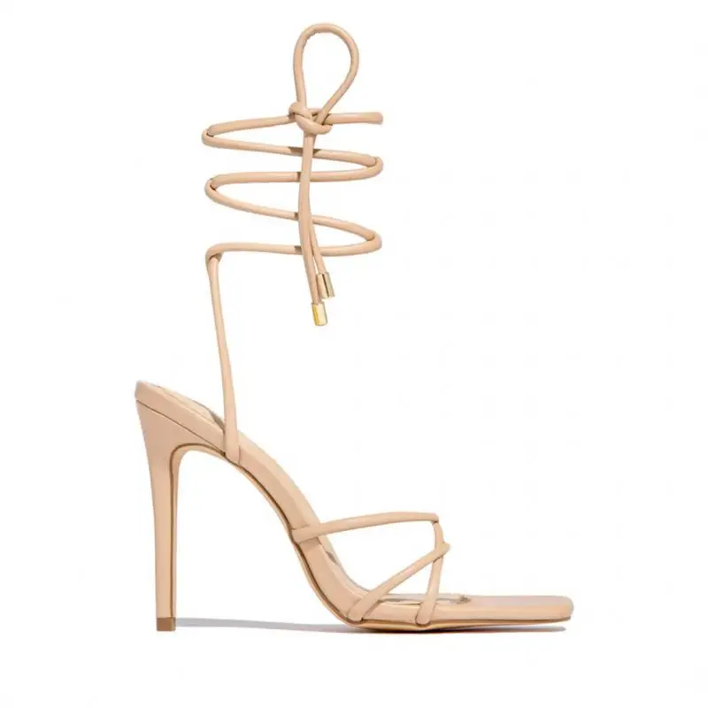 

Женские кожаные сандалии на высоком каблуке, босоножки с квадратным носком и ремешком, тапочки, лето