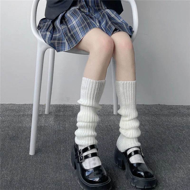 

Вязаные крючком длинные зимние носки для ботинок теплые осенние носки белые теплые манжеты женские трикотажные Лолиты для ног