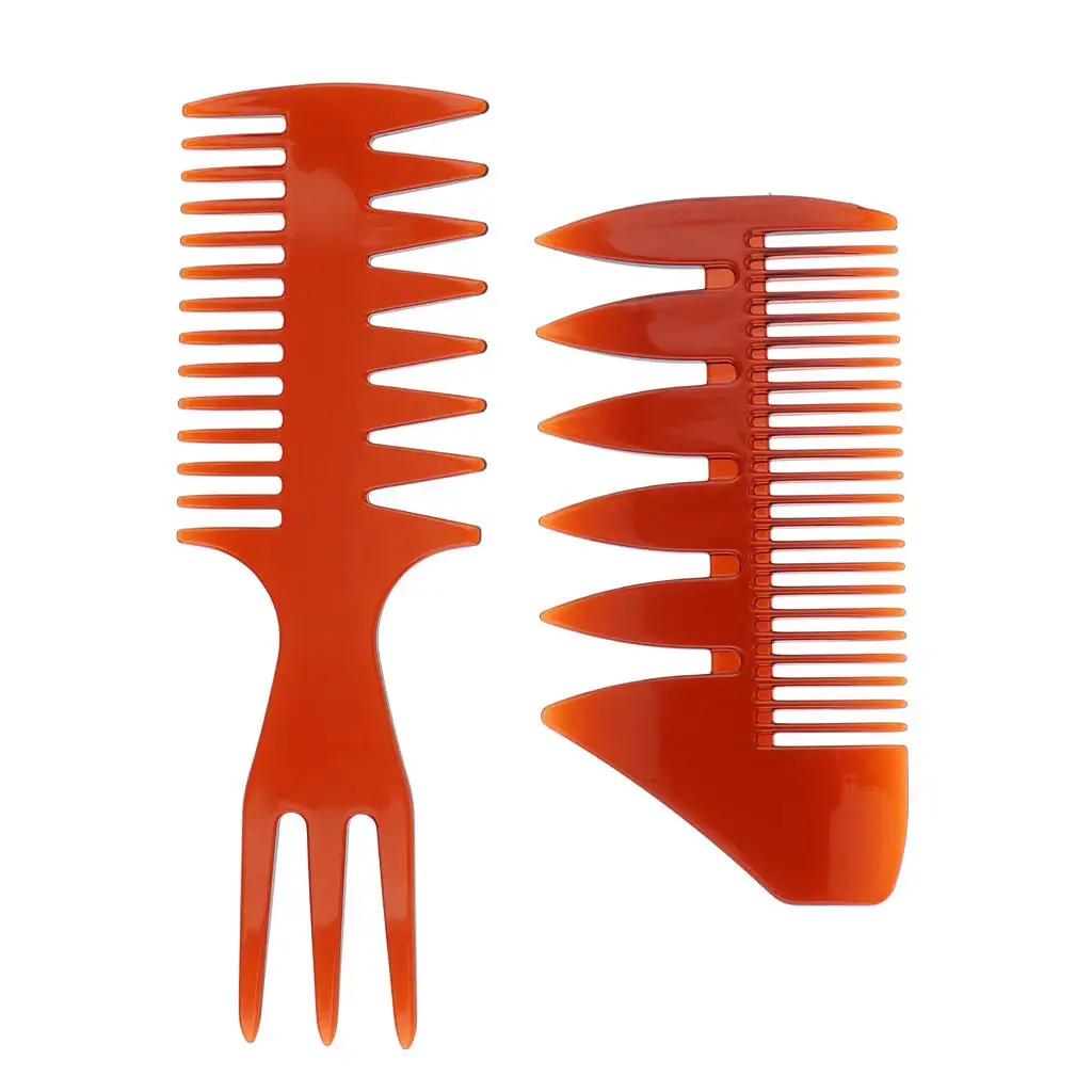 

Hair Cutting Comb Professional Hairdressing Brush Barbers Salon Style Combs - Tea Color, 2 Pieces