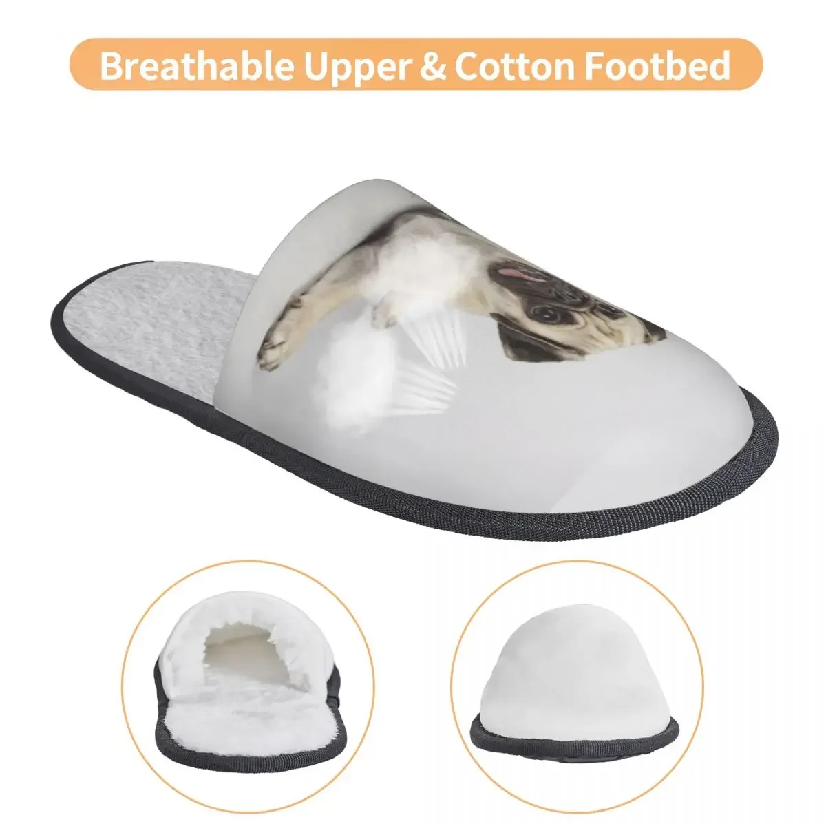 Домашние тапочки для любопытных Мопсов теплые домашние плюшевые мягкие пушистые