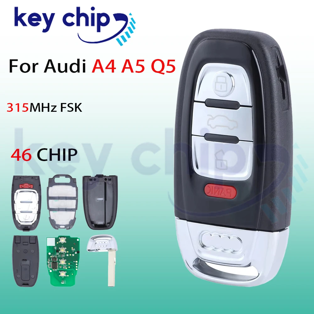 Фото 46-кнопочный брелок-ключ IYZFBSB802 8K0959754F/ 8K0 959 754F PCF7945A / HITAG 2 для Audi A4 A5 Q5 S4 S5 №1