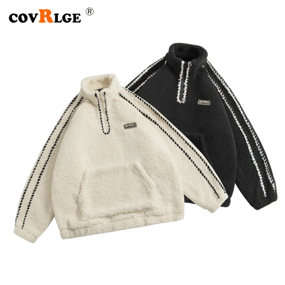 Covrlge Stand Collar Men's Coat Lamb Wool Casual Pullover National Fashionable Parka Warm Versatile New Design Sense Top MWM148