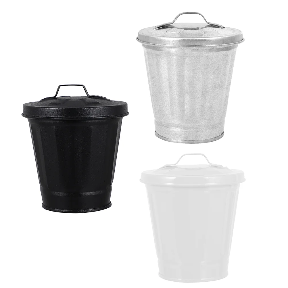 

Can Trash Mini Garbage Bin Wastedesktop Tiny Table Flowerpot Metal Bins Bucket Container Countertopgalvanized Planter