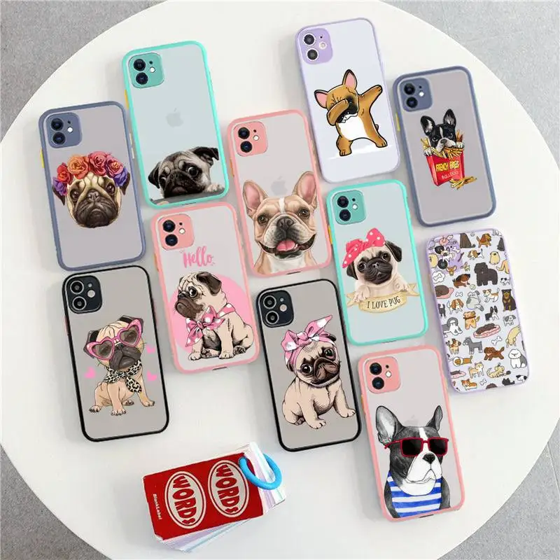 

French Bulldog Funny Dog Phone Case for iPhone X XR XS 7 8 Plus 11 12 13 pro MAX 13mini Translucent Matte Case