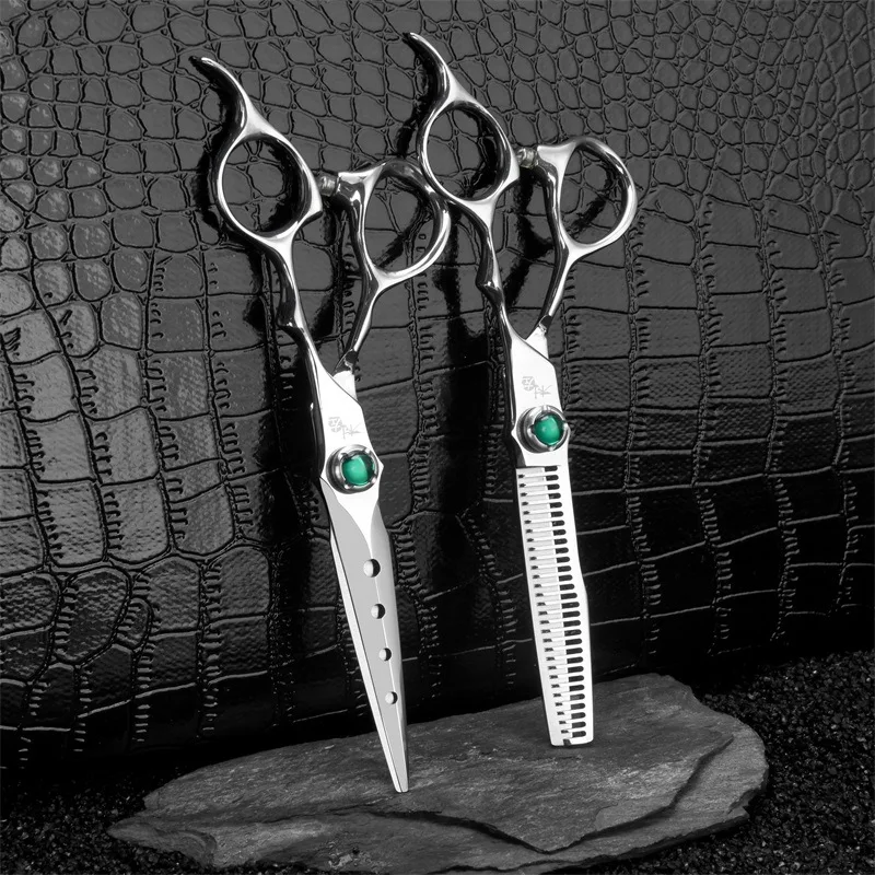 

Professional Japan 440c Steel 6 '' Scissor Green Gem Hair Scissors Cutting Barber Haircut Thinning Shears Hairdresser Scissors