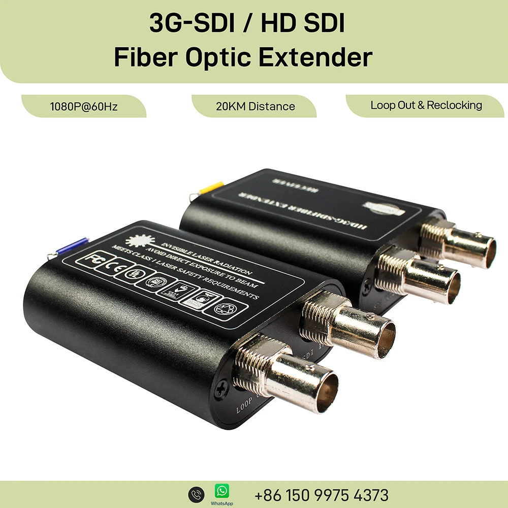 Фото Оптоволоконный удлинитель 3G-SDI 1080p@60Гц, 20 км, одноволоконный, с выходом LC Loop Out, реклокинг, мини-конвертер SDI №1