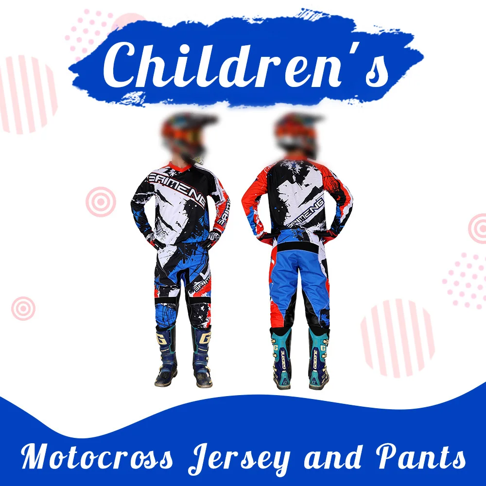 motocross gear set for kids Size 20 22 24 26 28 Dirt Bike boy girl Off-road racing suit Jersey Pant Youth children MX Enduro