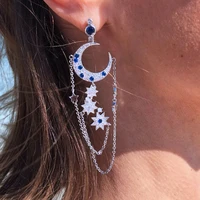 missvikki bohemia original design boucle doreille femme 2022 long chains moons pendant earrings for women bridal wedding