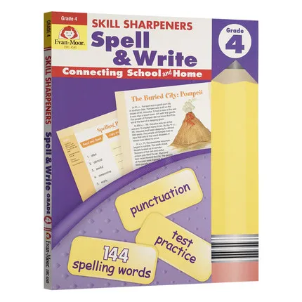 

Original English Assessment Books Evan-Moor Skill Sharpeners Spell & Write Grade 4 Evanmoor Children's Study Exercise Book