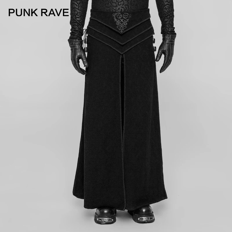 PUNKRAVE Men Skirt Gothic Pants Steampunk Retro Palace Christmas Men's Scotland Pants Victorian Style Stage Performance Costume