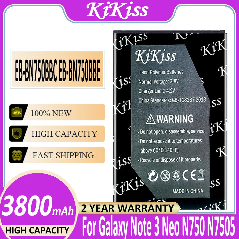 

KiKiss Battery EB-BN750BBC EB-BN750BBE 3800mAh For Galaxy Note 3 Note3 Neo N750 N7505 N7502 N7500Q N750K N750S E510 Batterij NO