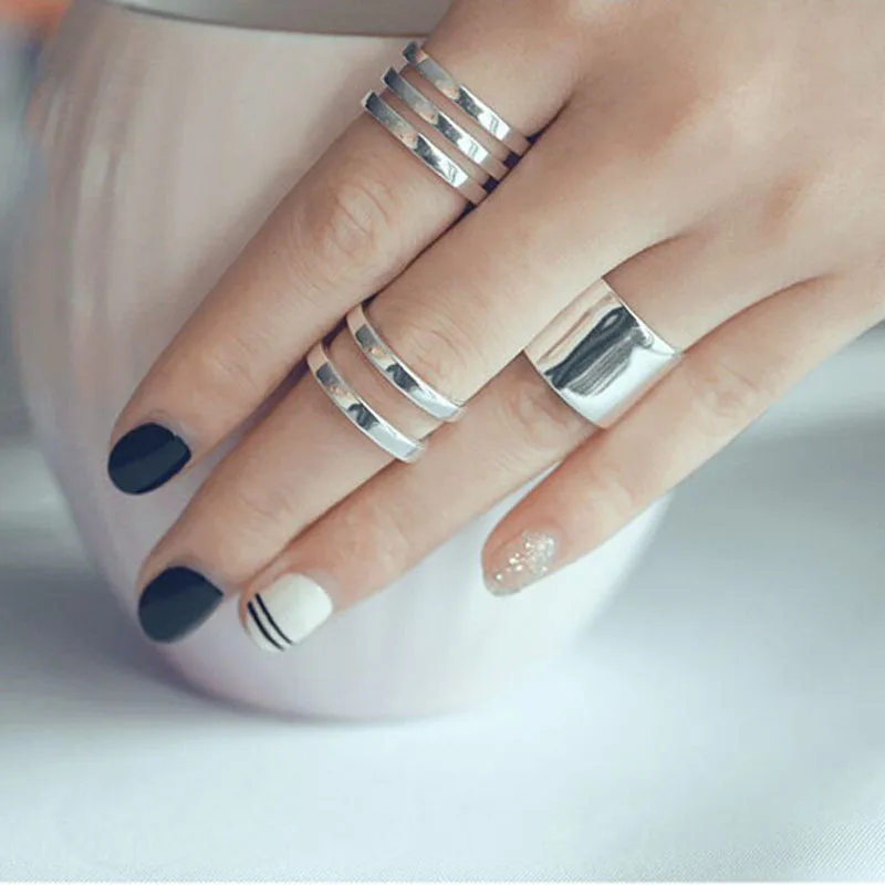 

2019 Minimalist Style Silver Plated Rings Fashion 3 Sets Women Men Opening Designed Rings Love Gifts Free Shipping Not for sale
