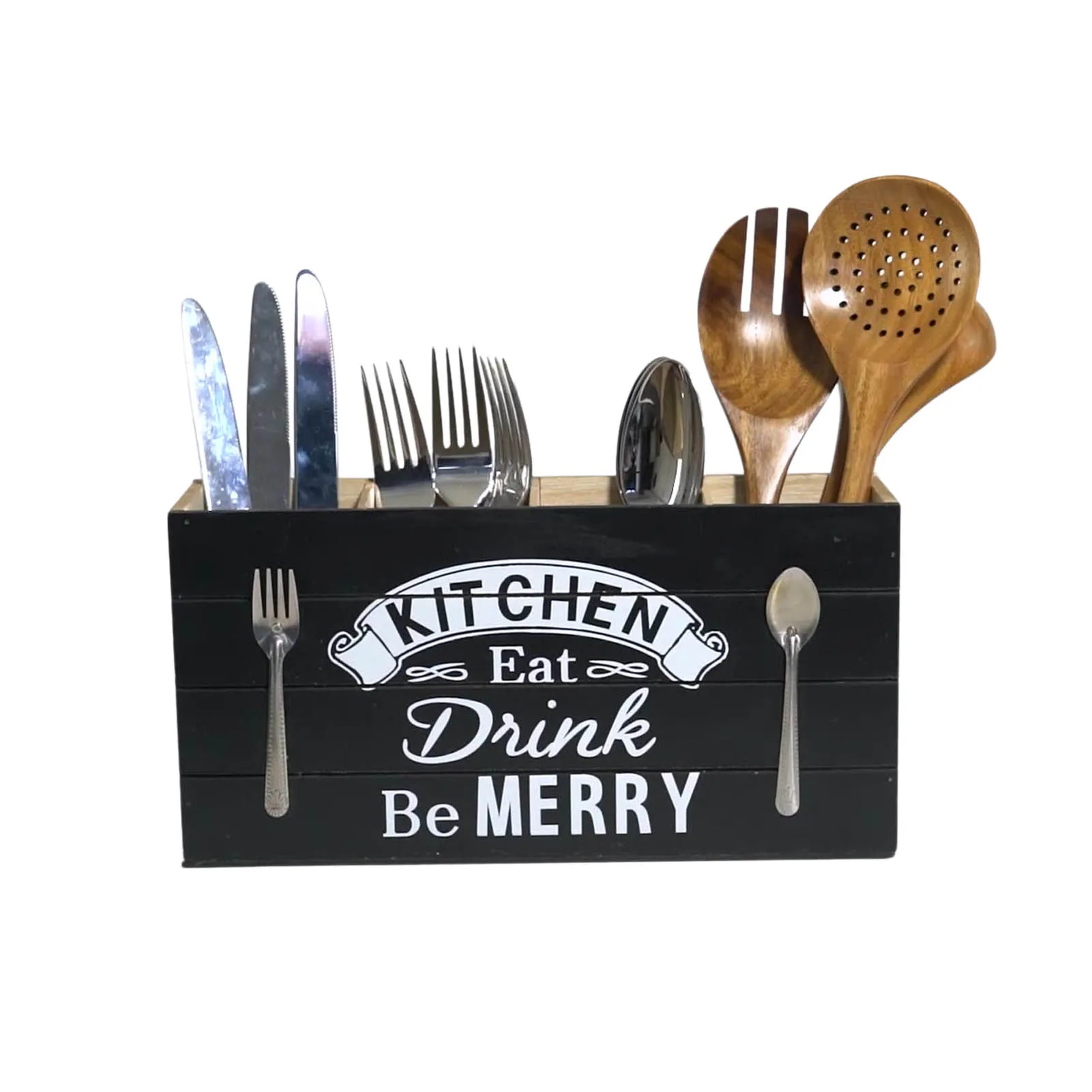 

Utensil Holder Wood Cooking Utensil Organizer With Dividers Storage Box For Utensils Crock Spoons Knives Forks Utensil Crock
